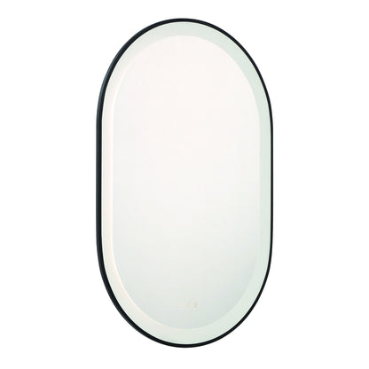 Eurofase Lighting Sara 24" W x 36" H Integrated LED Frosted Glass Matte Black Frame Oval Mirror