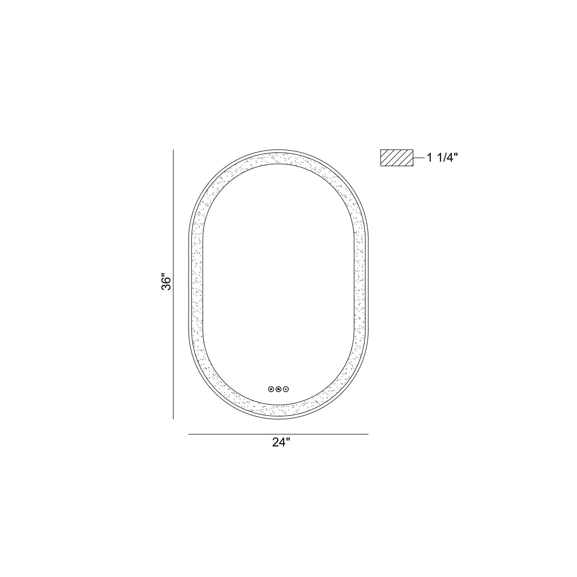 Eurofase Lighting Sara 24" W x 36" H Integrated LED Frosted Glass Matte Black Frame Oval Mirror