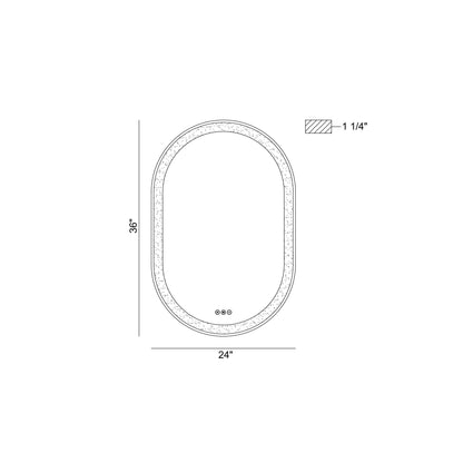 Eurofase Lighting Sara 24" W x 36" H Integrated LED Frosted Glass Matte Black Frame Oval Mirror