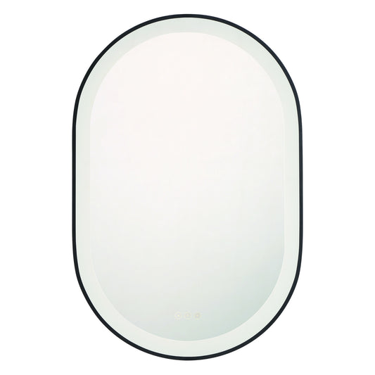 Eurofase Lighting Sara 24" W x 36" H Integrated LED Frosted Glass Matte Black Frame Oval Mirror