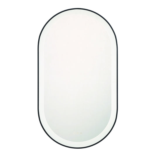 Eurofase Lighting Sara 24" W x 42" H Integrated LED Frosted Glass Matte Black Frame Oval Mirror