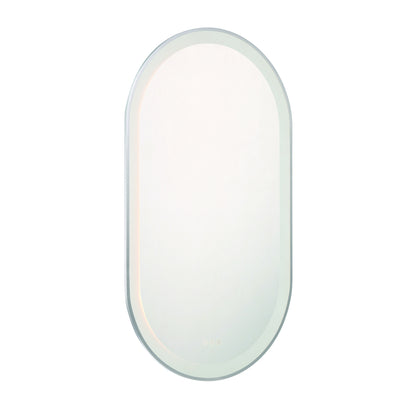 Eurofase Lighting Sara 24" W x 42" H Integrated LED Frosted Glass Matte Silver Frame Oval Mirror