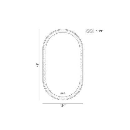 Eurofase Lighting Sara 24" W x 42" H Integrated LED Frosted Glass Matte Silver Frame Oval Mirror