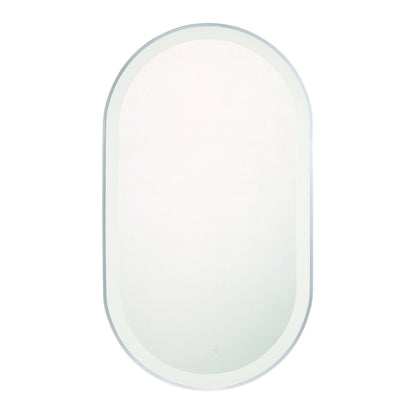Eurofase Lighting Sara 24" W x 42" H Integrated LED Frosted Glass Matte Silver Frame Oval Mirror