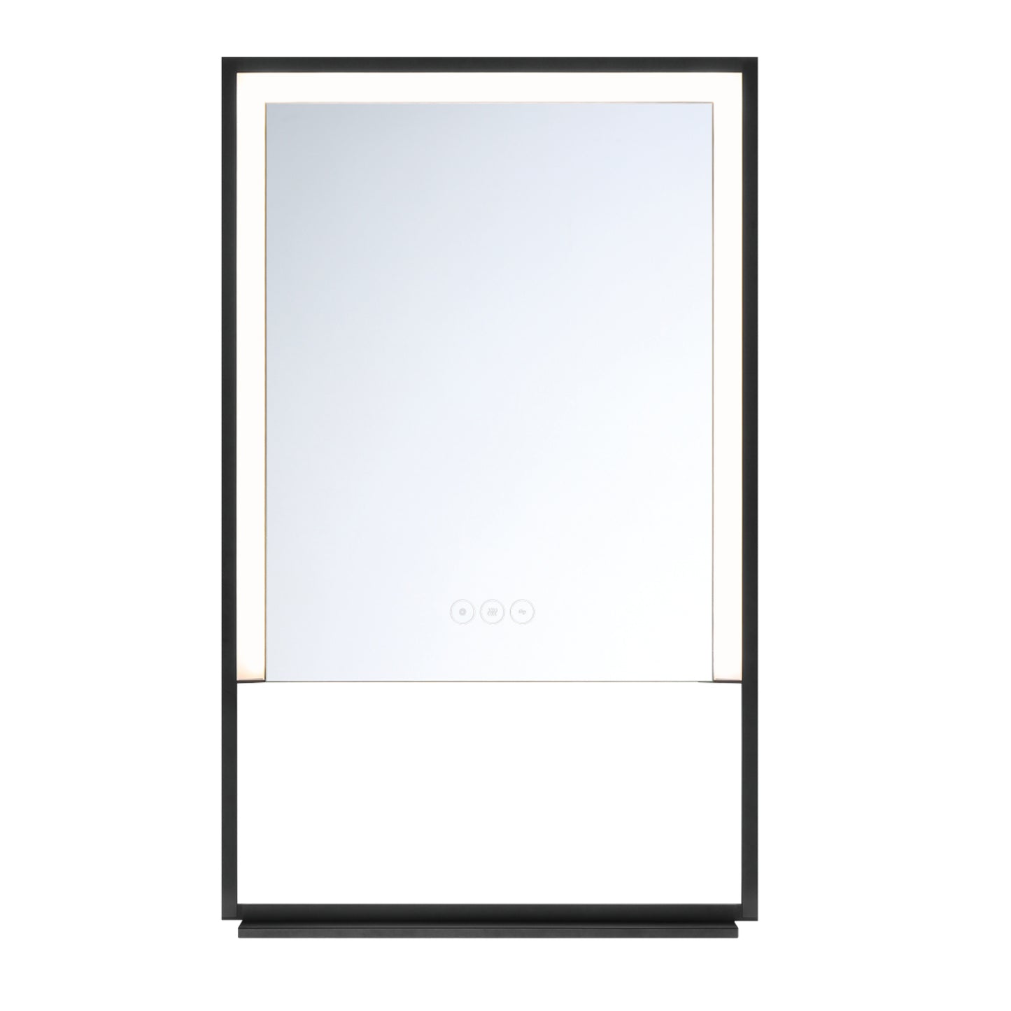 Eurofase Lighting Sayora 32" Integrated LED Matte Black Glass Frame Rectangle Dimmable Mirror With Built-In Shelf