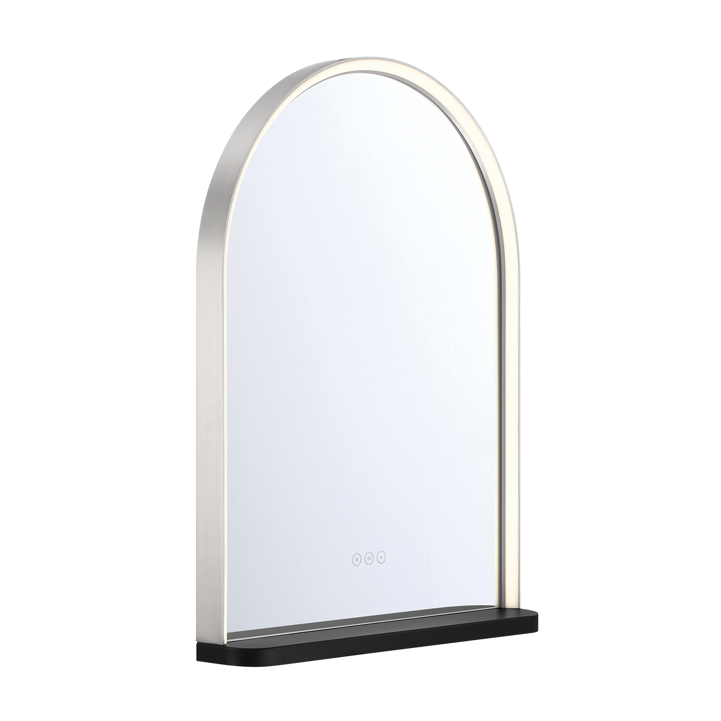 Eurofase Lighting Serin 32" Integrated LED Satin Nickel and Black Silicone Frame Dimmable Mirror