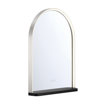 Eurofase Lighting Serin 32" Integrated LED Satin Nickel and Black Silicone Frame Dimmable Mirror