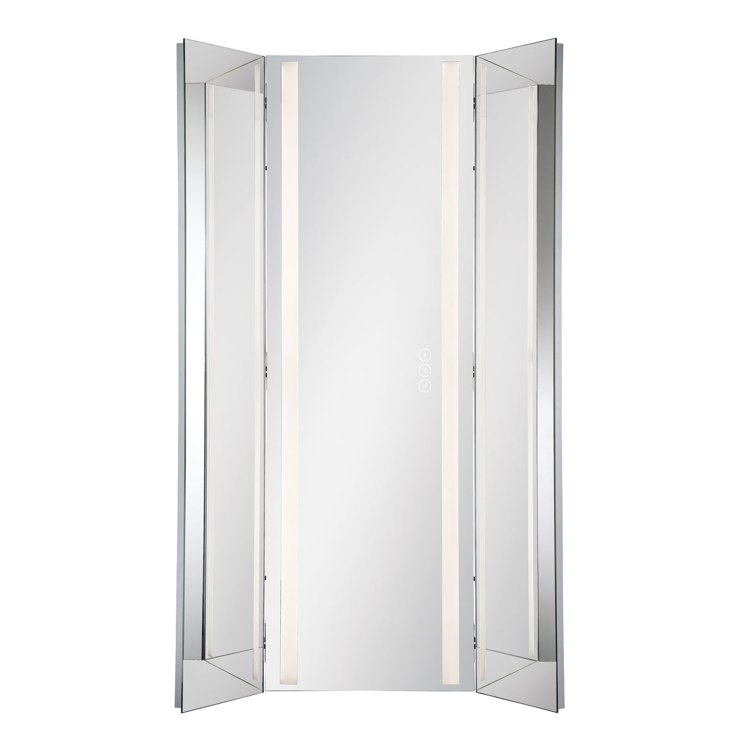 Eurofase Lighting Trias 65" 2-Light Integrated LED Back-Lit Glass Frame Tri-Fold Dimmable Mirror