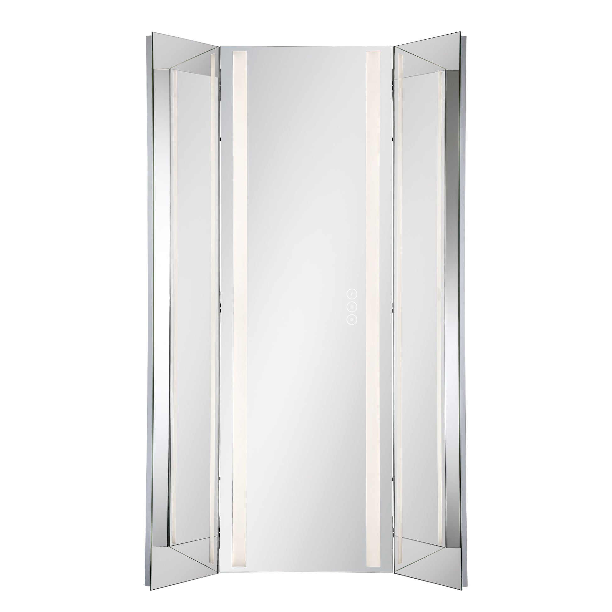 Eurofase Lighting Trias 65" 2-Light Integrated LED Back-Lit Glass Frame Tri-Fold Dimmable Mirror