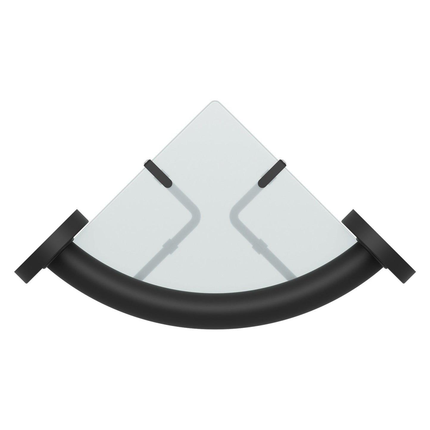 Evekare 10" Stainless Steel Concealed Mount Corner Grab Bar With Integrated Glass Shelf in Matte Black