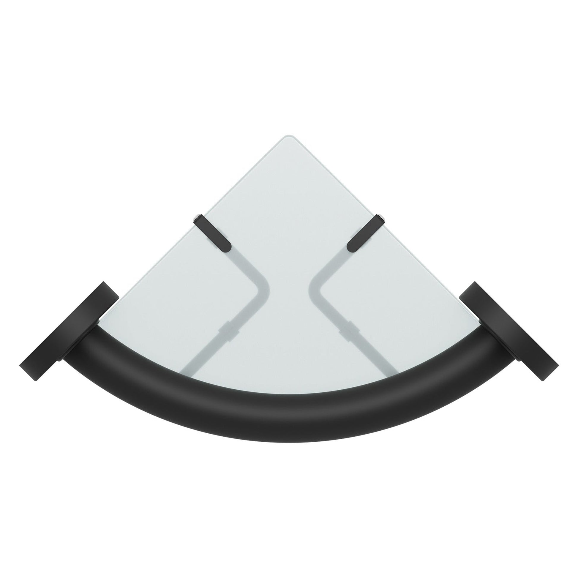 Evekare 10" Stainless Steel Concealed Mount Corner Grab Bar With Integrated Glass Shelf in Matte Black