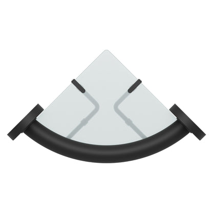 Evekare 10" Stainless Steel Concealed Mount Corner Grab Bar With Integrated Glass Shelf in Matte Black