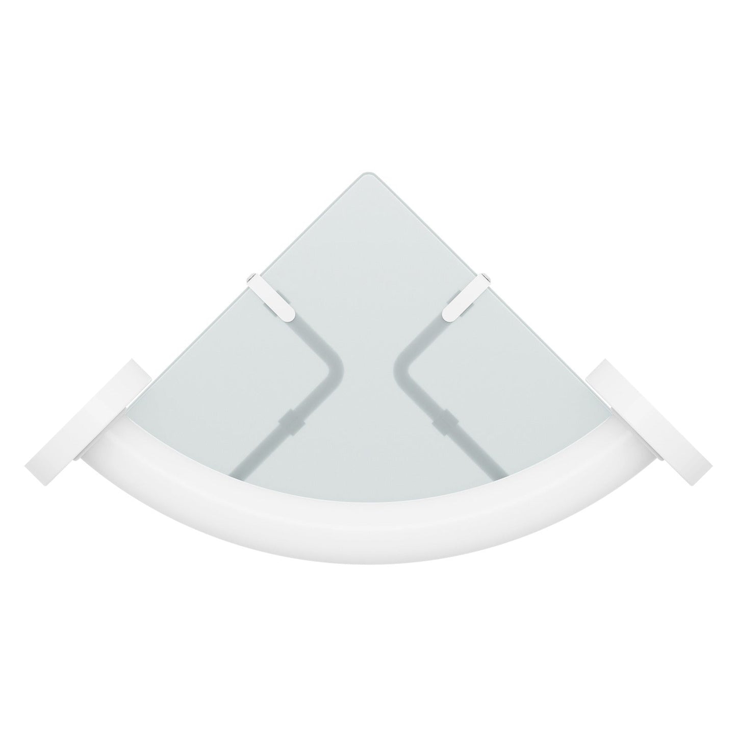 Evekare 10" Stainless Steel Concealed Mount Corner Grab Bar With Integrated Glass Shelf in White