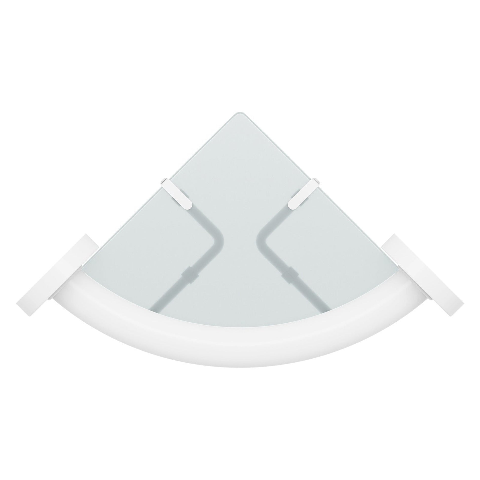 Evekare 10" Stainless Steel Concealed Mount Corner Grab Bar With Integrated Glass Shelf in White