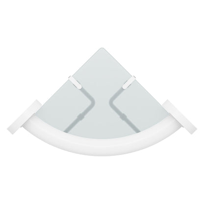 Evekare 10" Stainless Steel Concealed Mount Corner Grab Bar With Integrated Glass Shelf in White