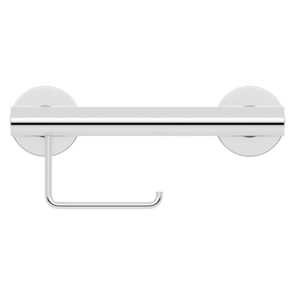 Evekare 12" Polished Stainless Steel Concealed Mount Grab Bar With Integrated Toilet Roll Holder