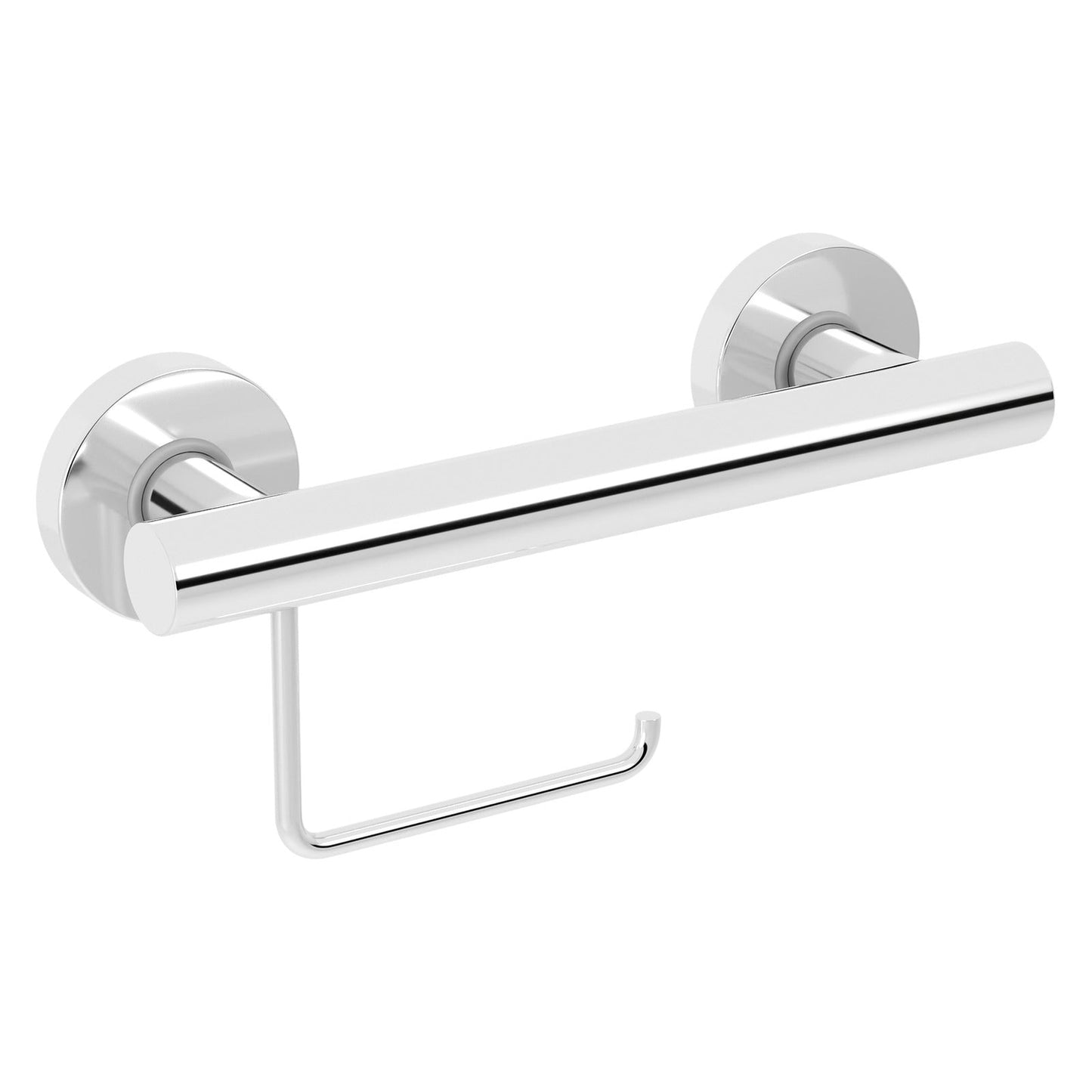 Evekare 12" Polished Stainless Steel Concealed Mount Grab Bar With Integrated Toilet Roll Holder