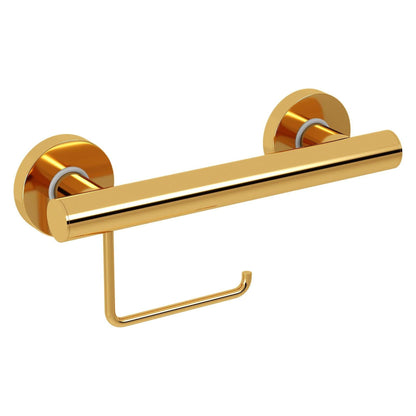 Evekare 12" Stainless Steel Concealed Mount Grab Bar With Integrated Toilet Roll Holder in Gold
