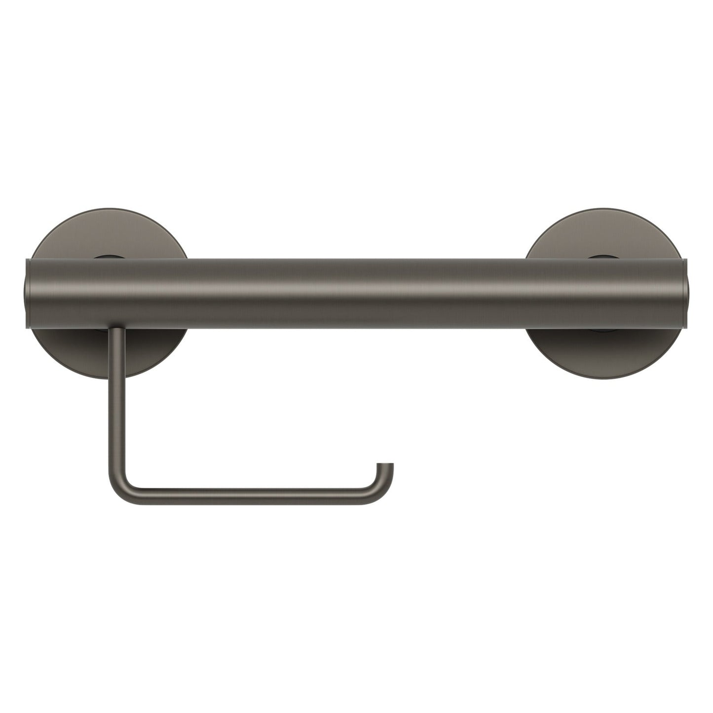 Evekare 12" Stainless Steel Concealed Mount Grab Bar With Integrated Toilet Roll Holder in Gunmetal
