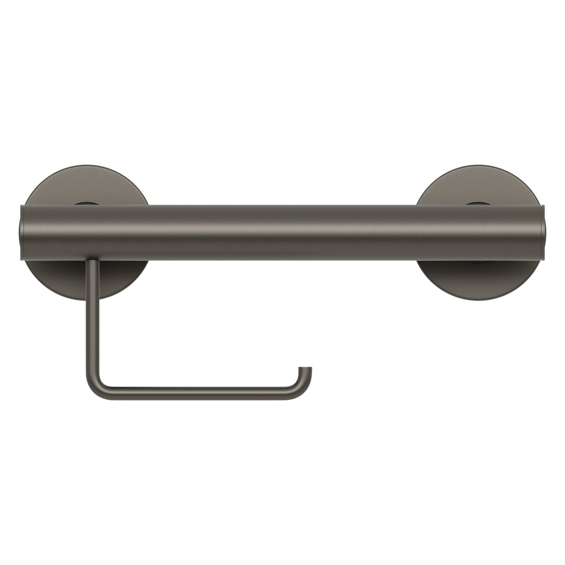Evekare 12" Stainless Steel Concealed Mount Grab Bar With Integrated Toilet Roll Holder in Gunmetal