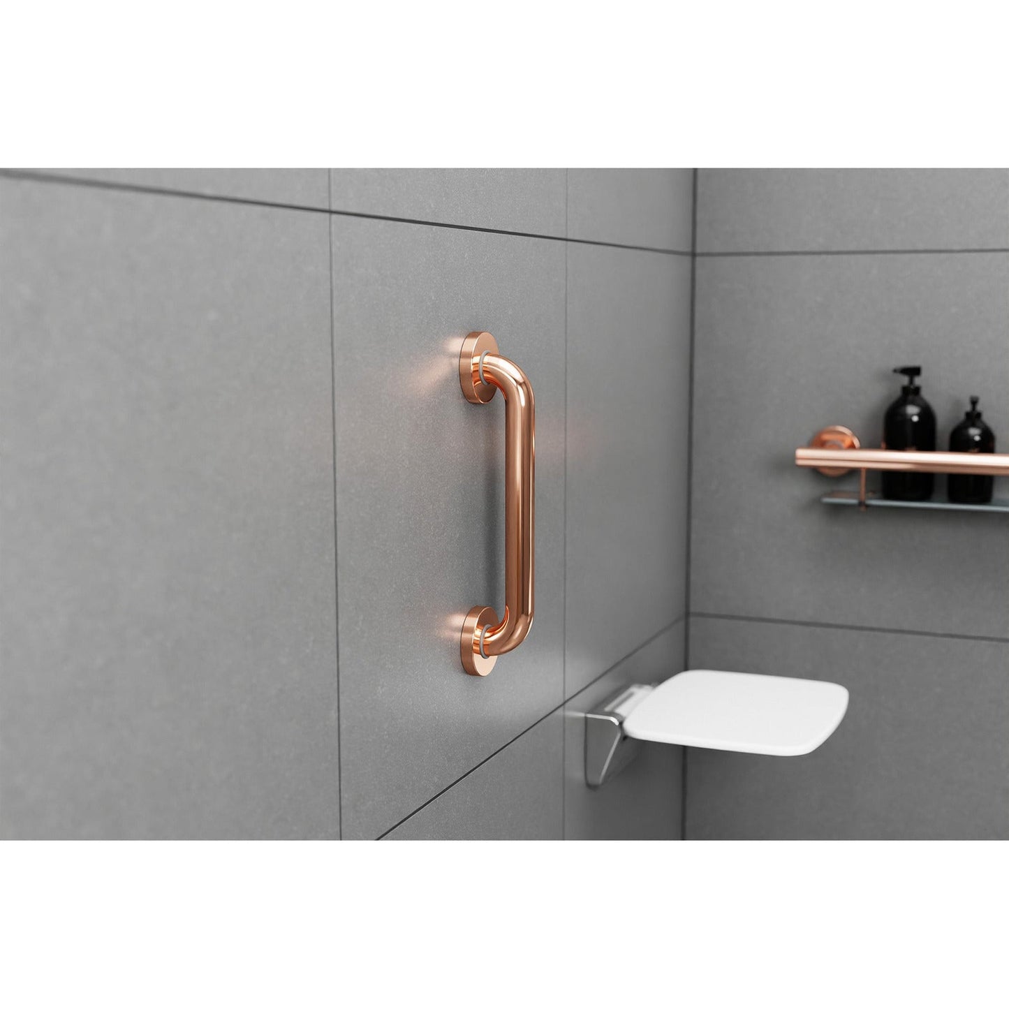 Evekare 12" x 1.25" Stainless Steel Concealed Mount Grab Bar in Rose Gold