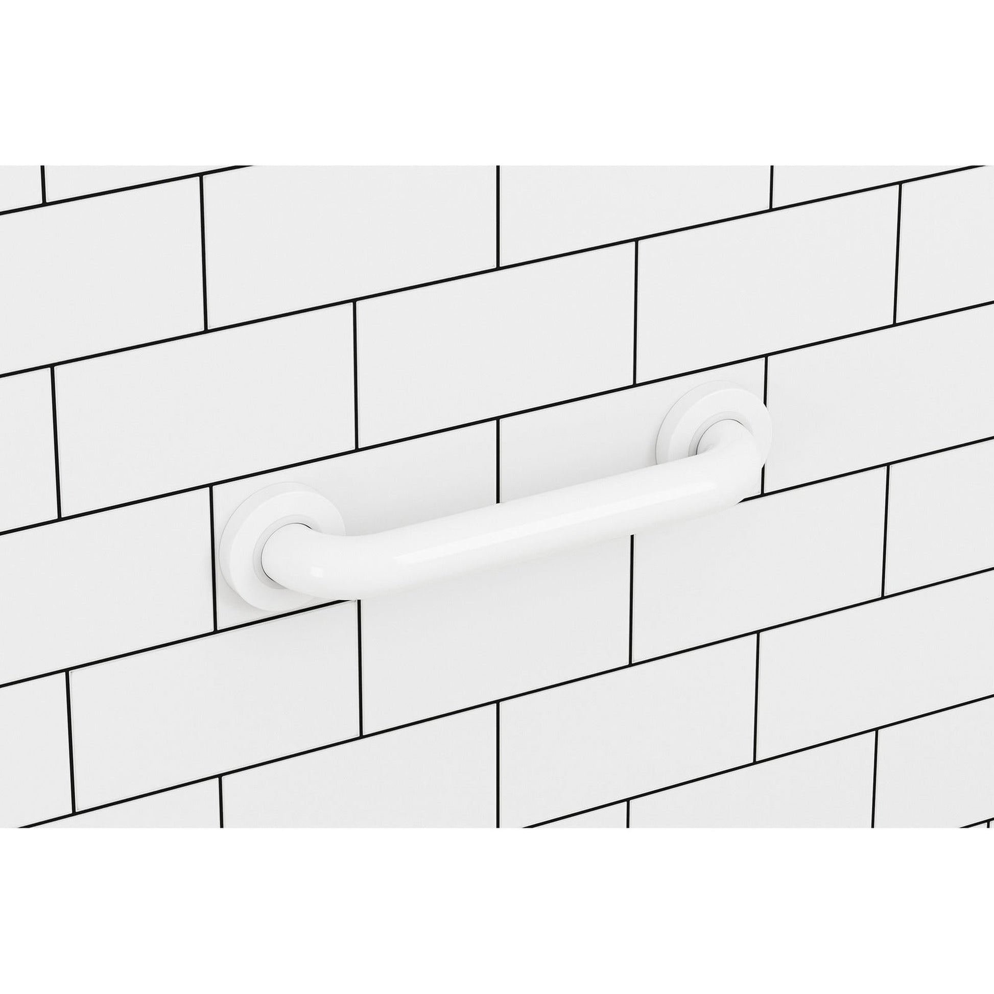 Evekare 12" x 1.5" Stainless Steel Concealed Mount Grab Bar in White