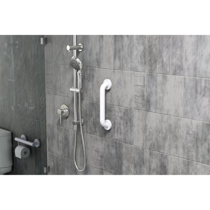 Evekare 12" x 1.5" Stainless Steel Concealed Mount Grab Bar in White