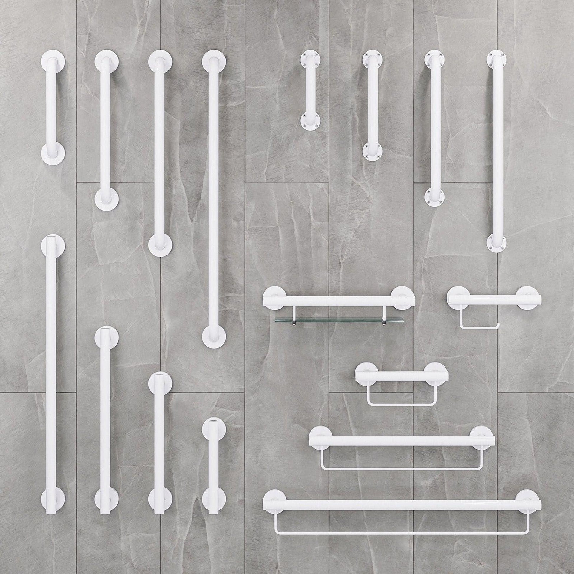Evekare 12" x 1.5" Stainless Steel Concealed Mount Grab Bar in White