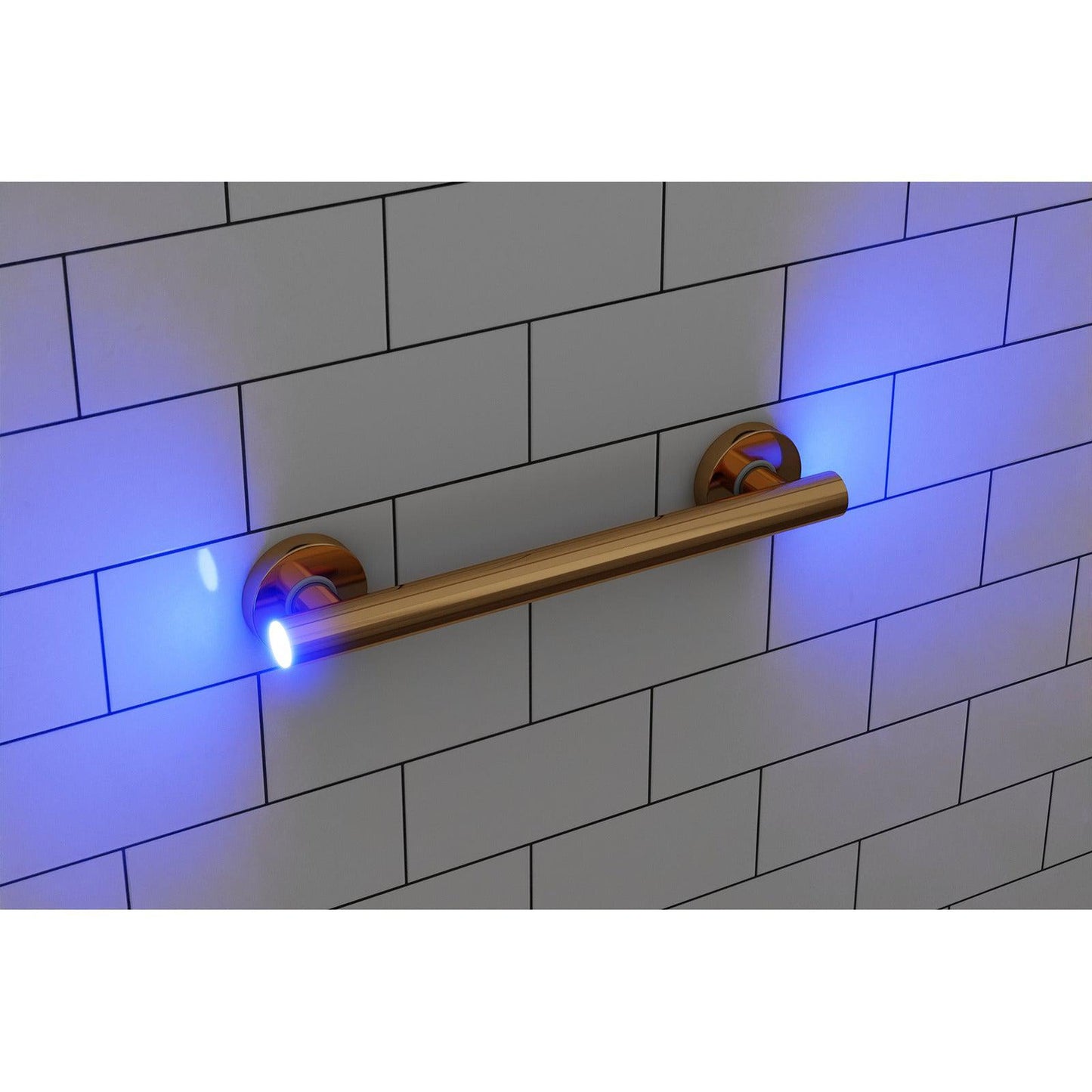 Evekare 16" x 1.25" Stainless Steel Concealed Mount Grab Bar With Integrated LED Night Light in Gold