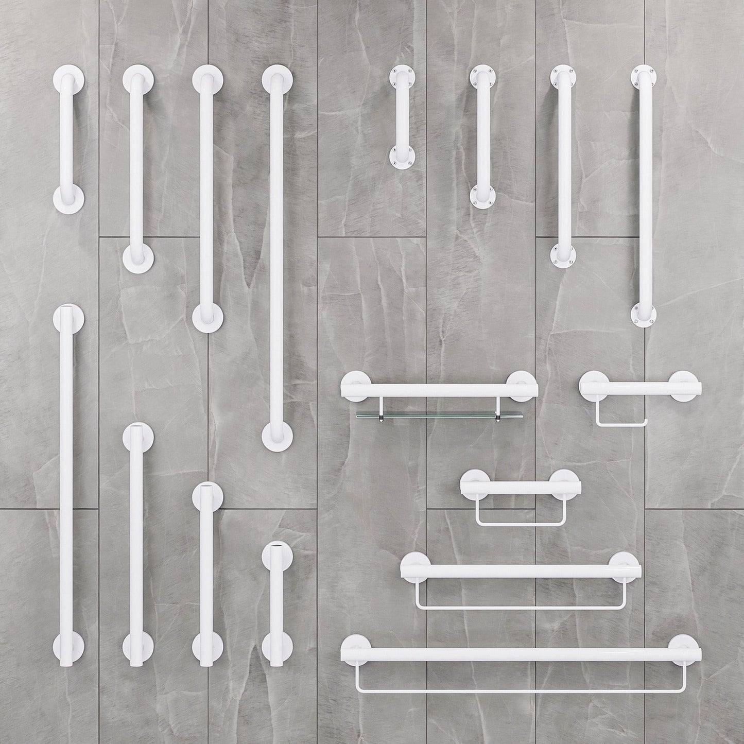 Evekare 18" White Exposed Mount Grab Bar
