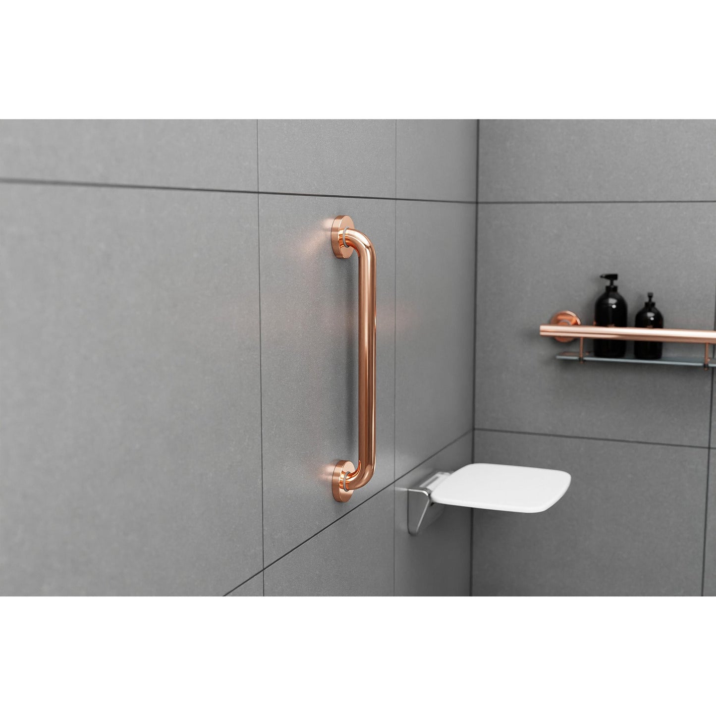 Evekare 18" x 1.25" Stainless Steel Concealed Mount Grab Bar in Rose Gold