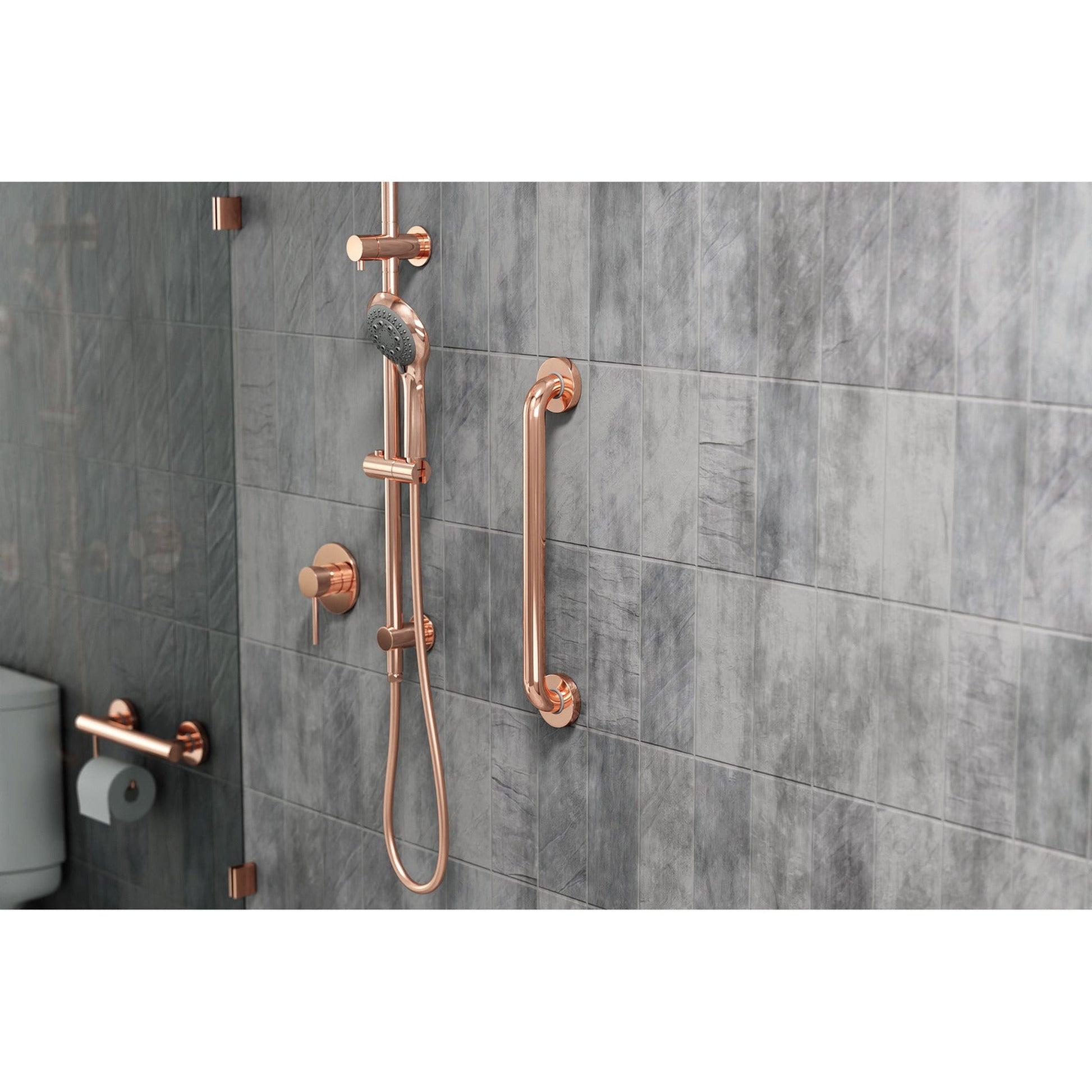 Evekare 18" x 1.25" Stainless Steel Concealed Mount Grab Bar in Rose Gold