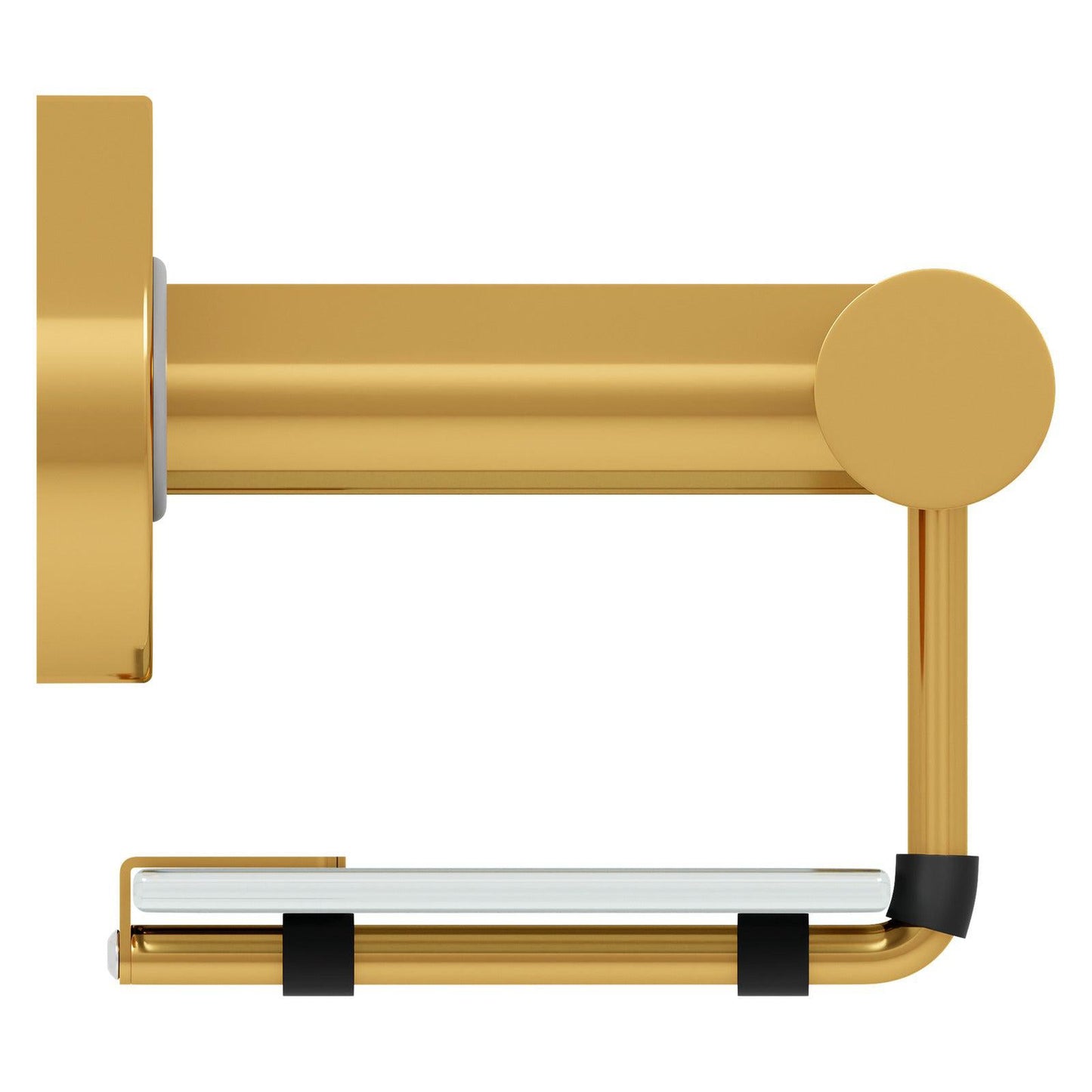 Evekare 19" Stainless Steel Concealed Mount Shower/Bath Grab Bar With Integrated Glass Shelf in Gold