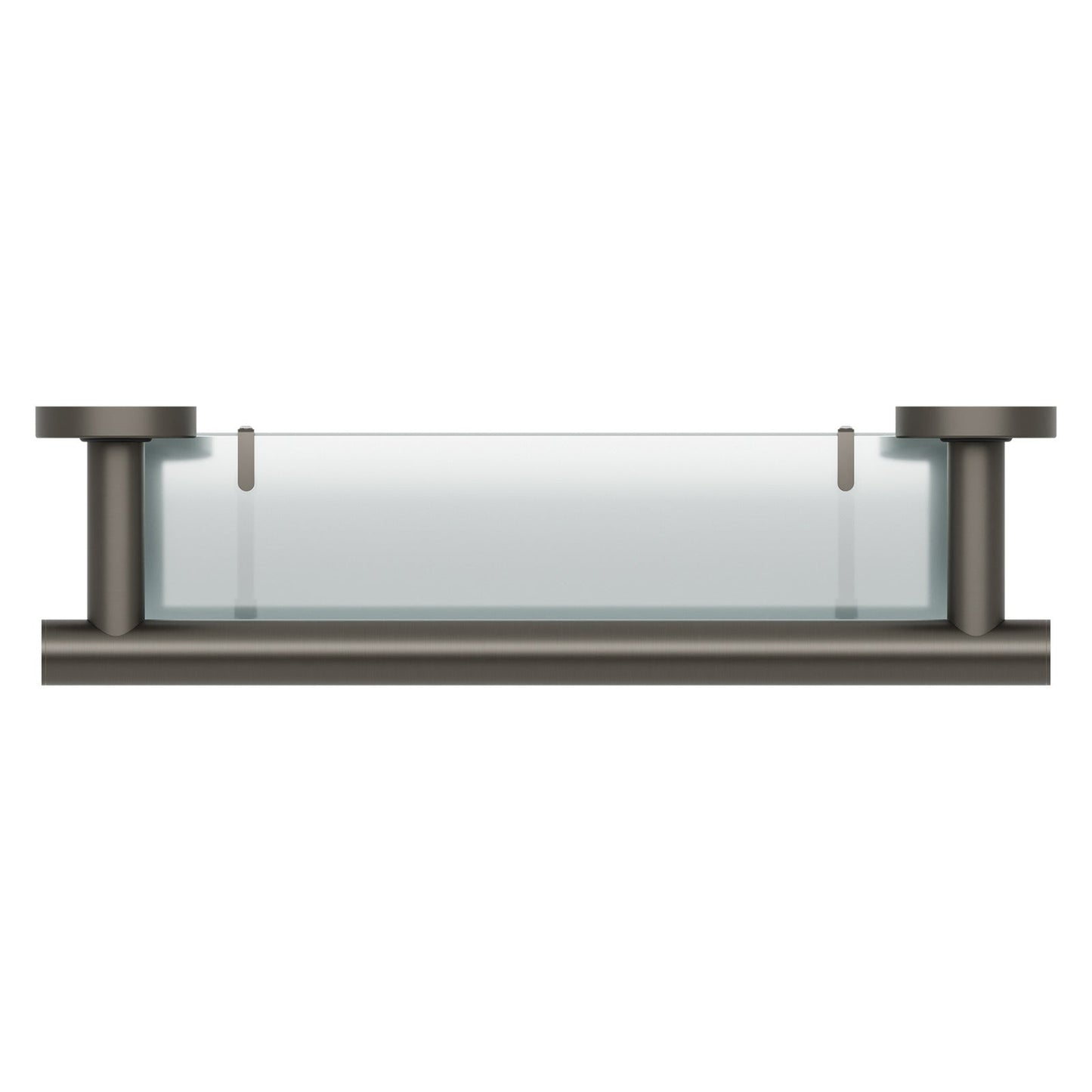 Evekare 19" Stainless Steel Concealed Mount Shower/Bath Grab Bar With Integrated Glass Shelf in Gunmetal