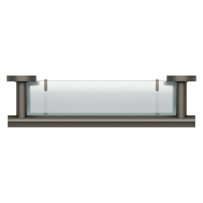 Evekare 19" Stainless Steel Concealed Mount Shower/Bath Grab Bar With Integrated Glass Shelf in Gunmetal