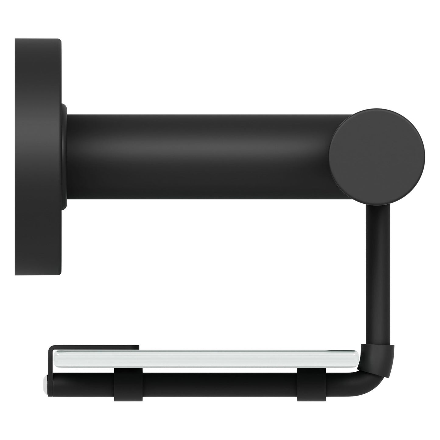 Evekare 19" Stainless Steel Concealed Mount Shower/Bath Grab Bar With Integrated Glass Shelf in Matte Black