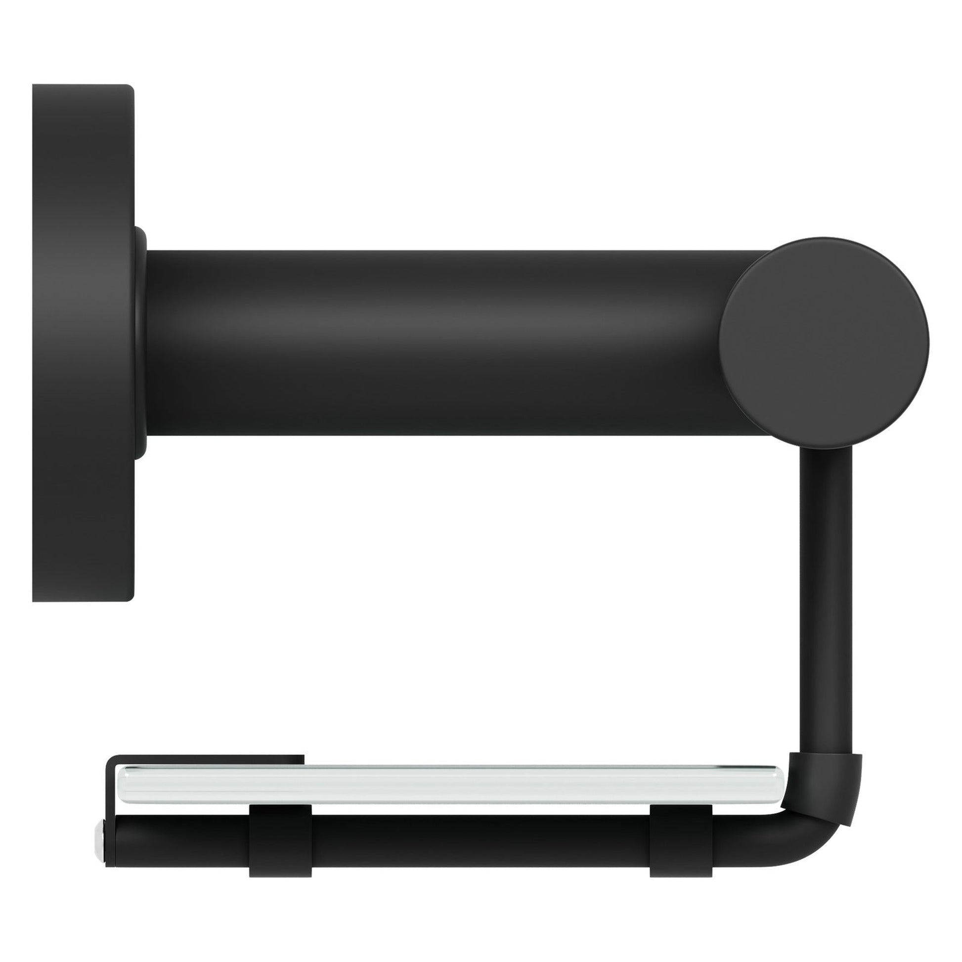 Evekare 19" Stainless Steel Concealed Mount Shower/Bath Grab Bar With Integrated Glass Shelf in Matte Black