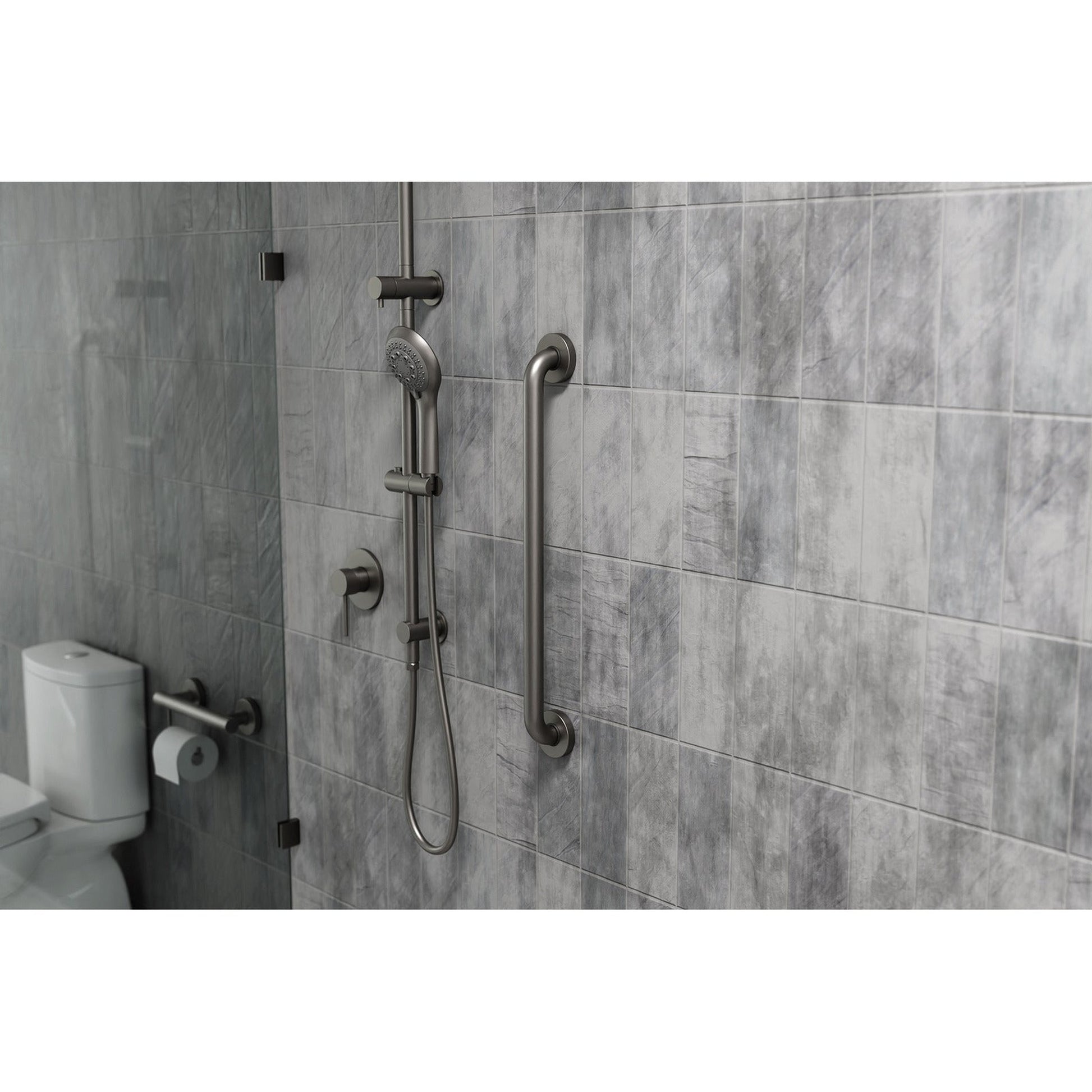 Evekare 24" x 1.25" Stainless Steel Concealed Mount Grab Bar in Gunmetal