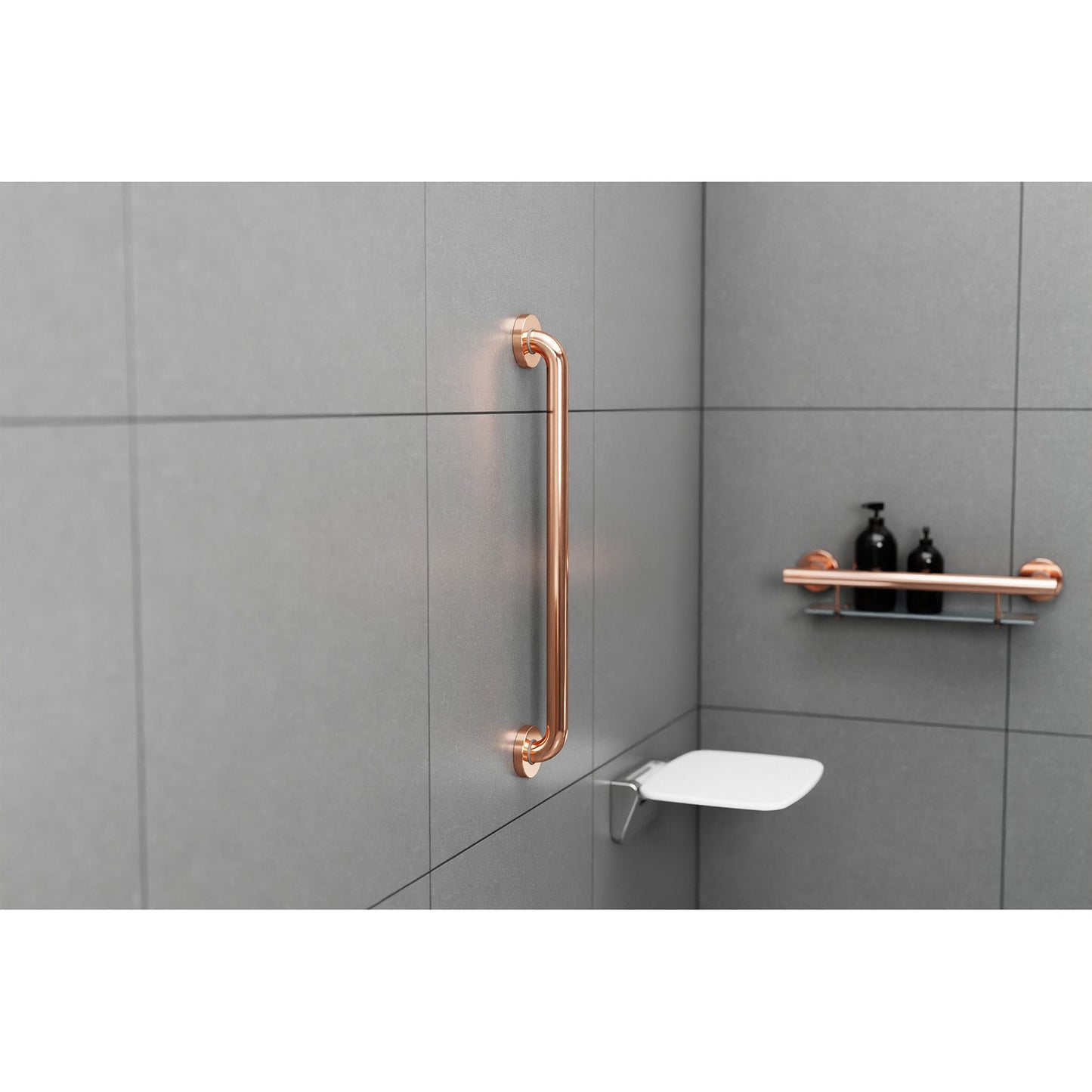 Evekare 24" x 1.25" Stainless Steel Concealed Mount Grab Bar in Rose Gold