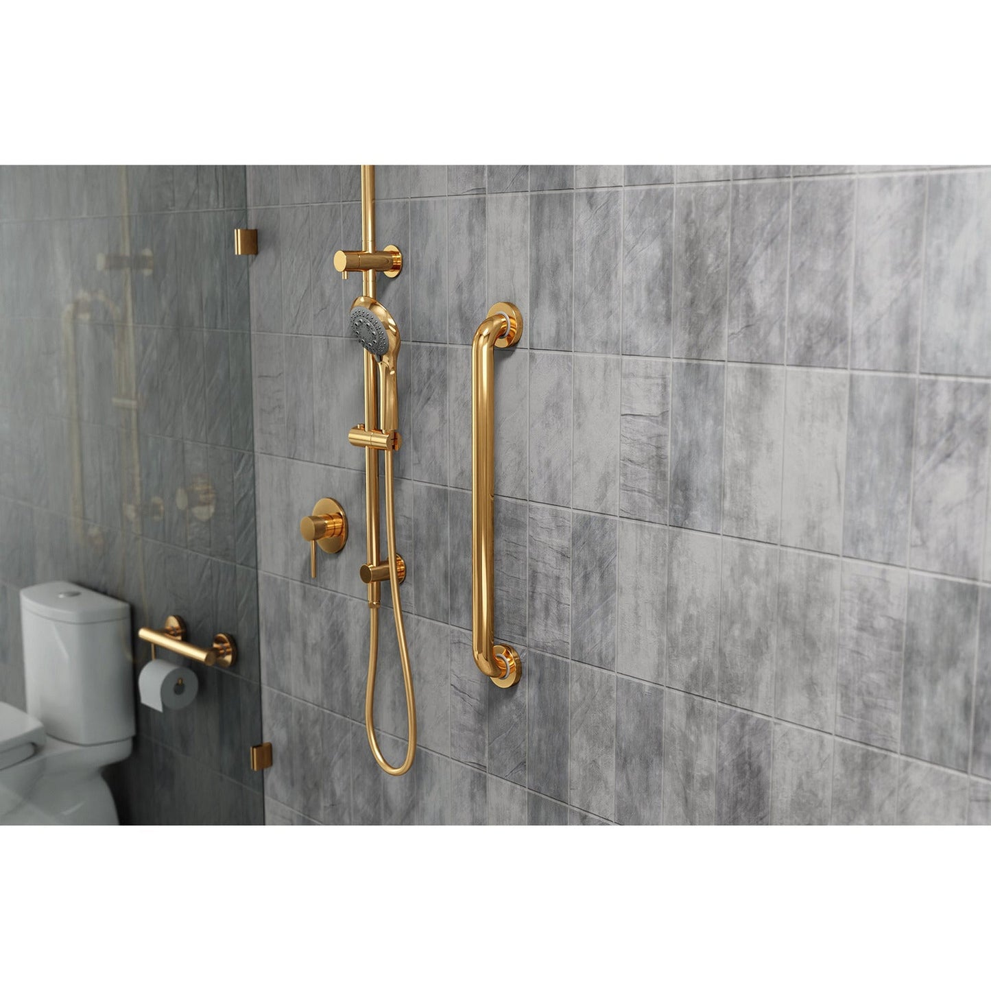 Evekare 24" x 1.5" Stainless Steel Concealed Mount Grab Bar in Gold