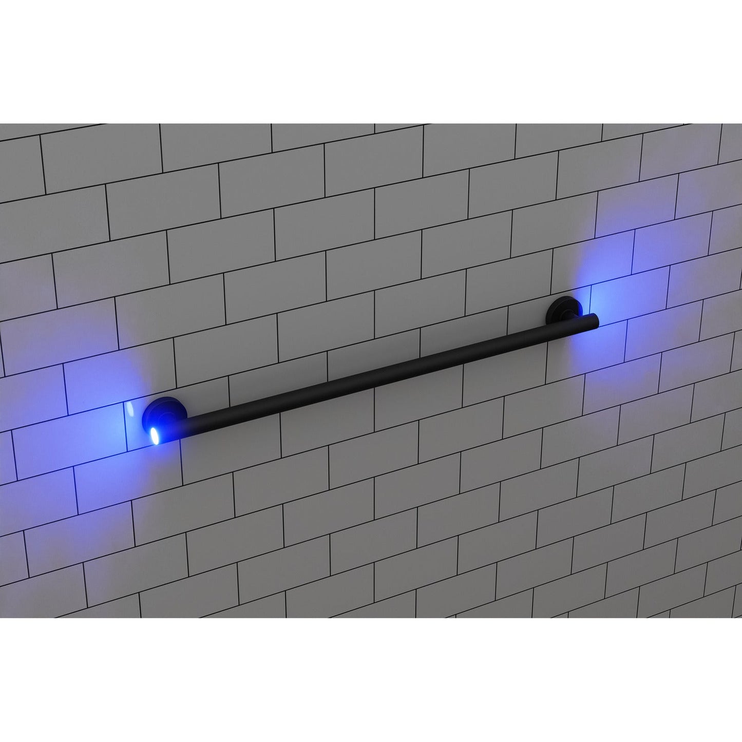 Evekare 36" x 1.25" Stainless Steel Concealed Mount Grab Bar With Integrated LED Night Light in Matte Black