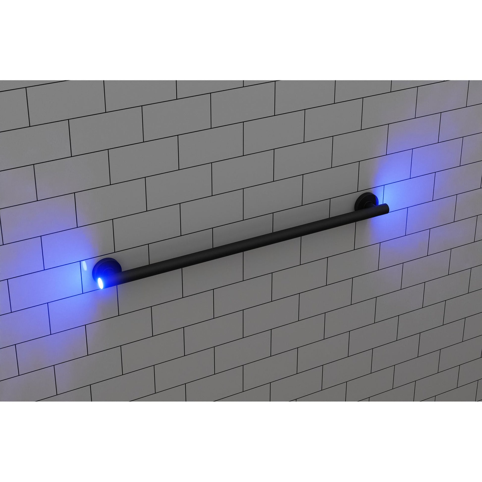 Evekare 36" x 1.25" Stainless Steel Concealed Mount Grab Bar With Integrated LED Night Light in Matte Black