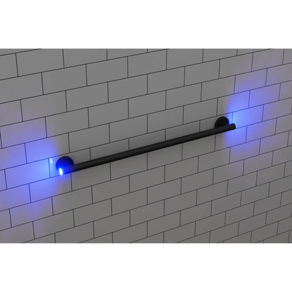 Evekare 36" x 1.25" Stainless Steel Concealed Mount Grab Bar With Integrated LED Night Light in Matte Black