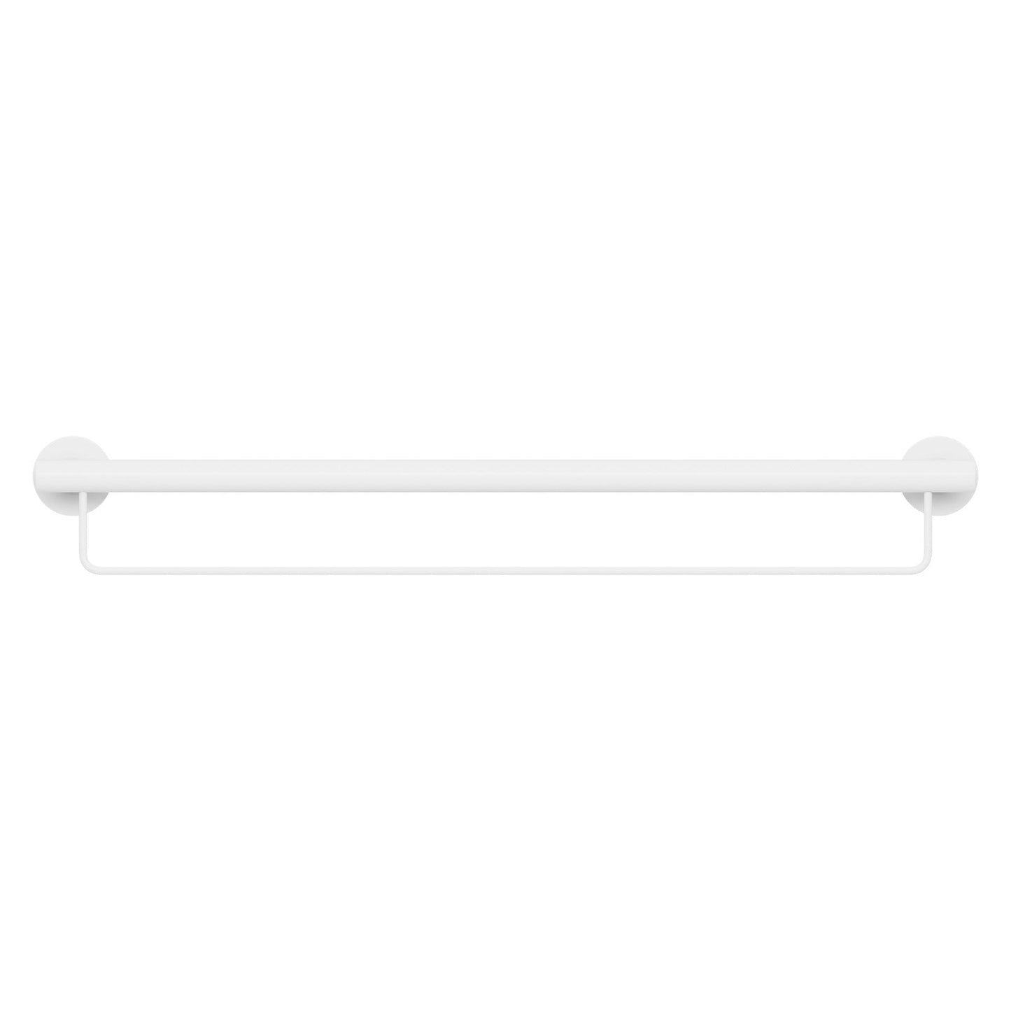 Evekare 36" x 1.25" Stainless Steel Concealed Mount Grab Bar With Integrated Towel Holder in White