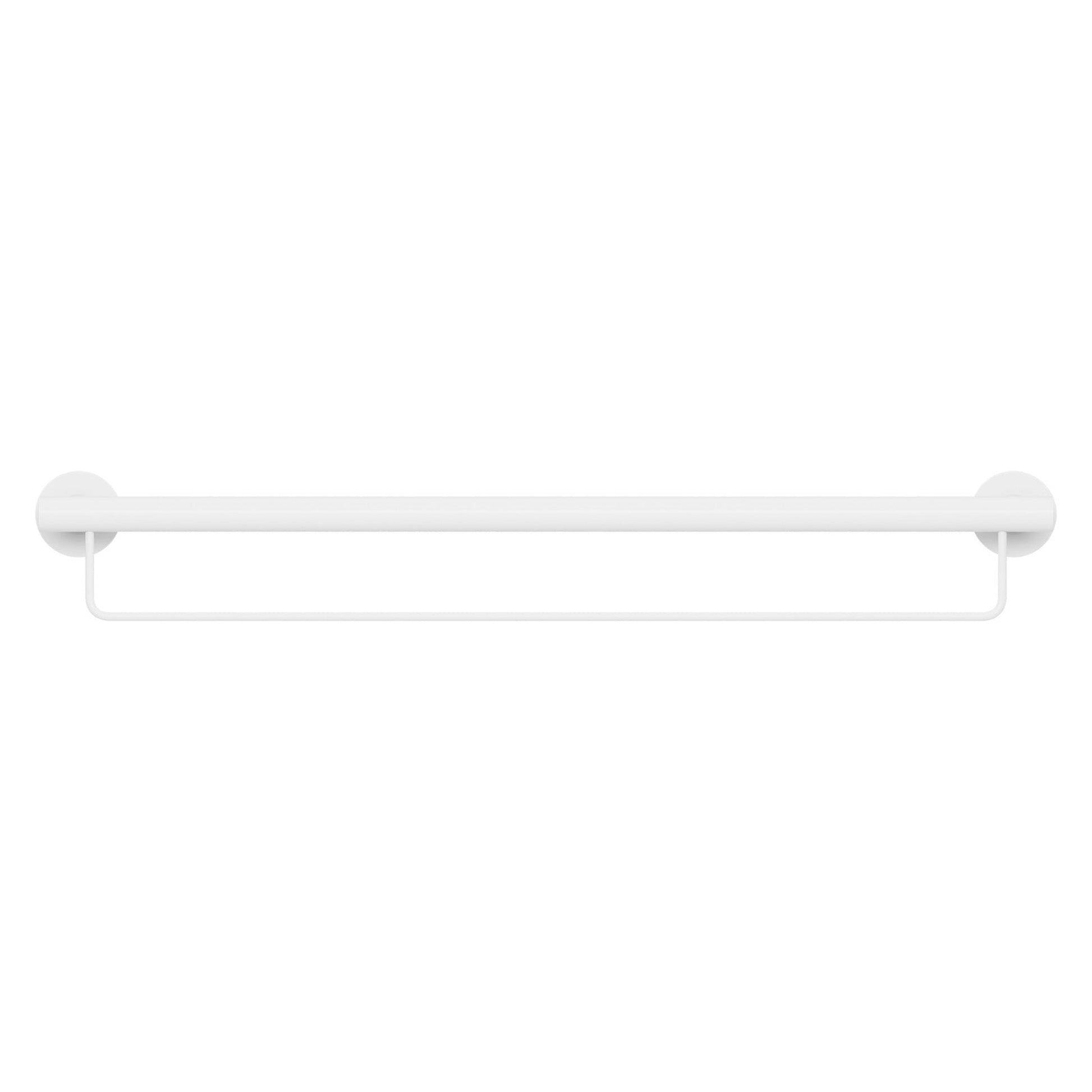 Evekare 36" x 1.25" Stainless Steel Concealed Mount Grab Bar With Integrated Towel Holder in White
