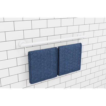 Evekare 36" x 1.25" Stainless Steel Concealed Mount Grab Bar With Integrated Towel Holder in White