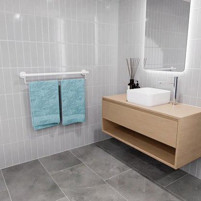 Evekare 36" x 1.25" Stainless Steel Concealed Mount Grab Bar With Integrated Towel Holder in White