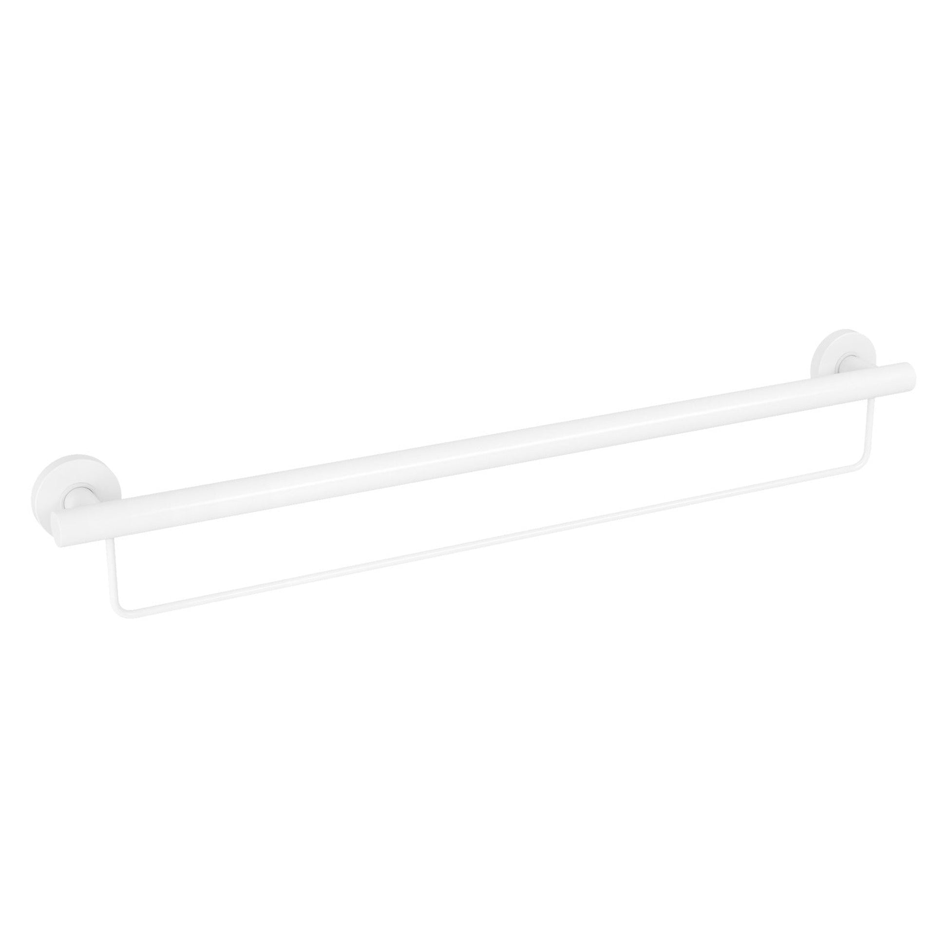 Evekare 36" x 1.25" Stainless Steel Concealed Mount Grab Bar With Integrated Towel Holder in White