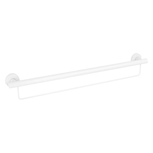 Evekare 36" x 1.25" Stainless Steel Concealed Mount Grab Bar With Integrated Towel Holder in White