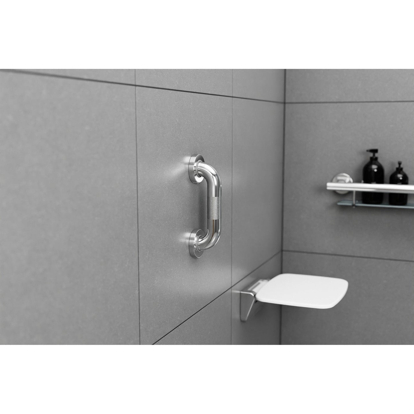 Evekare 8" x 1.5" Knurled Stainless Steel Concealed Mount Grab Bar